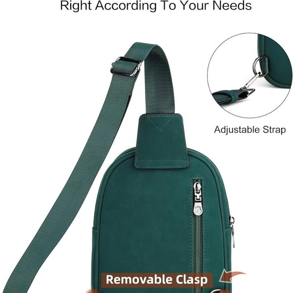 Women Sling Bags Designer Crossbody Bag, PU Leather Sling Purse Multi-Pocket Pac - Picture 6 of 9